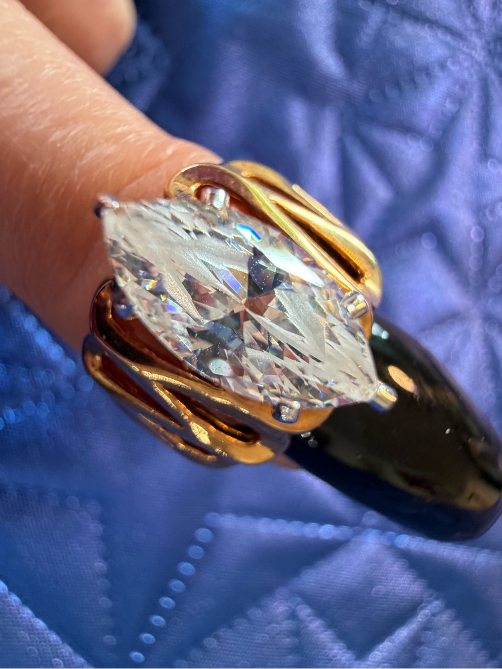 Park Lane Gold Tone Clear Marquise Statement Ring – Size 5